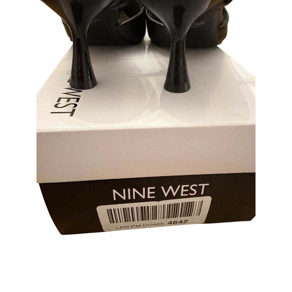 Nine West Women's Black Rizzy Slingback Kitten Faux Leather Heels 7.5 NEW - Picture 6 of 8
